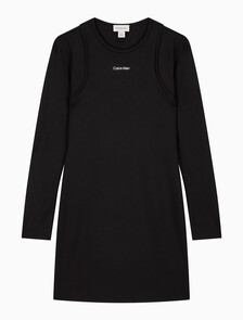 Buy 여성 인터락 미니 드레스 in color BLACK