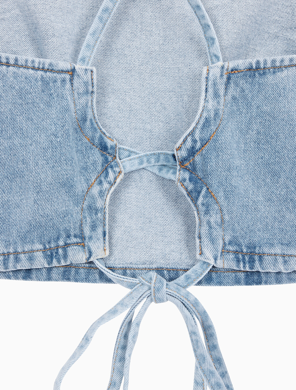 Buy 여성 타이 디테일 숏 탑 in color CHALKY BLUE