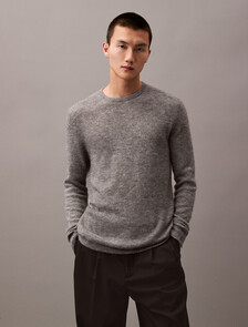 Buy 유니섹스 롱슬리브 알파카 크루넥 스웨터 in color MEDIUM GREY HEATHER
