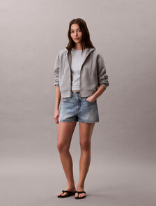 Buy 여성 릴렉스 크롭 집업 후디 스웻셔츠 in color HEROIC GREY HEATHER