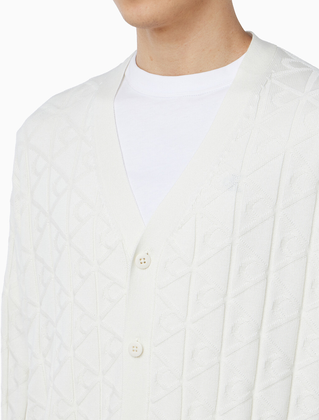 Buy 남성 이지 AOP 코튼 가디건 스웨터 in color TOFU