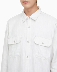 Buy 남성 롱슬리브 더블 포켓 멜란지 셔츠 in color GREY