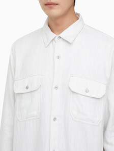 Buy 남성 롱슬리브 더블 포켓 멜란지 셔츠 in color GREY