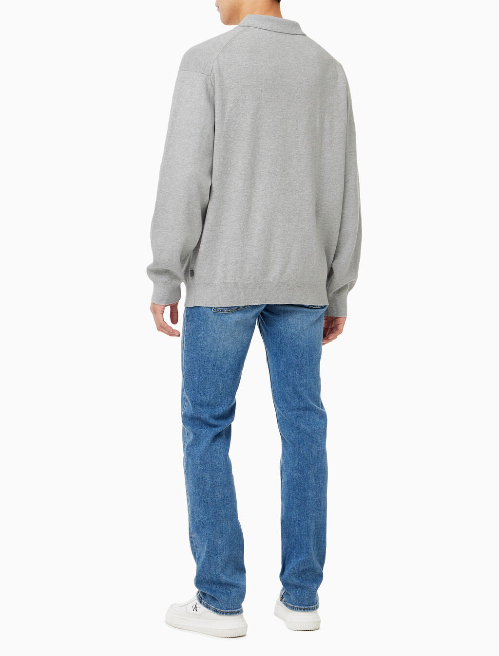 Buy 남성 럭비 니트 폴로 스웨터 in color LIGHT GREY HEATHER