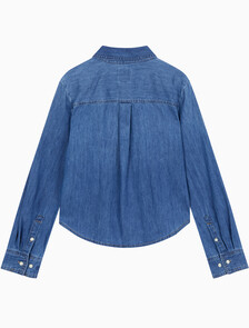 Buy 여성 크롭 인디고 L/S 셔츠 in color light blue