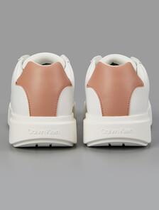 Buy 여성 미네르바 청키 레더 레이스업 컵솔 스니커즈 in color White /Beige