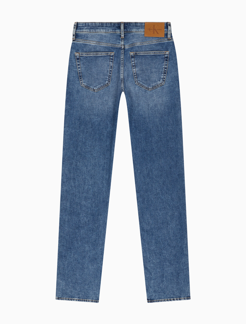 Buy 남성 어센틱 스트레이트핏 미드블루 기모 데님 in color MID BLUE BACK EMBRO
