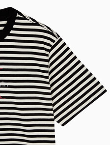 Buy 남성 스트라이프 모노그램 로고 반팔 티셔츠 in color BLACK