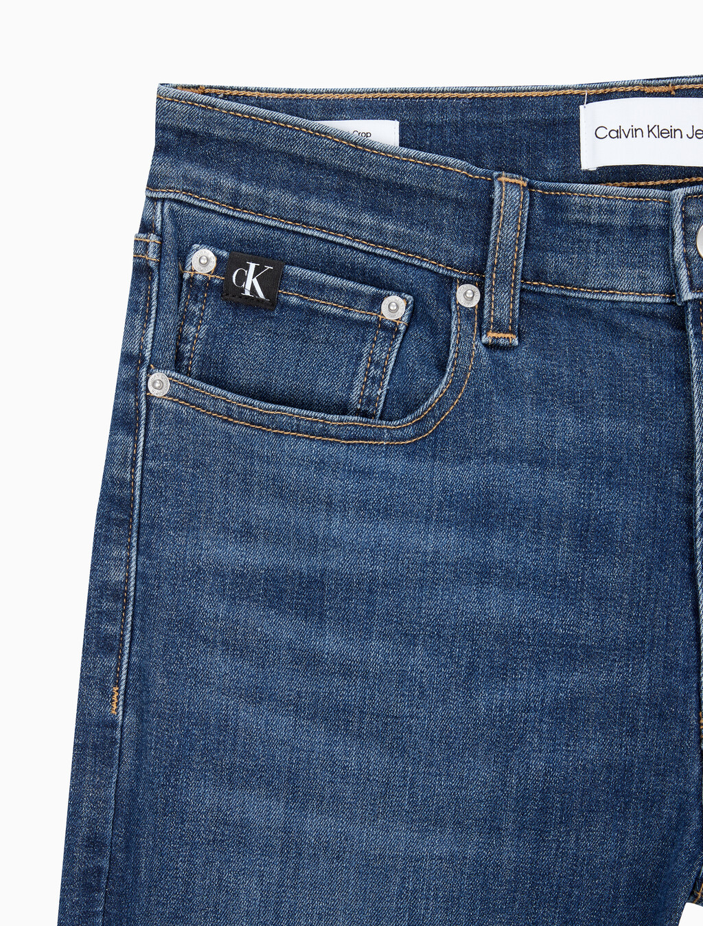 Buy 남성 슬림 스트레이트핏 다크 블루 크롭 데님 in color BLUE BLACK HANGER LOOP