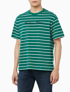 Buy 스트라이프 피케 캘빈 NYC 티 in color Green