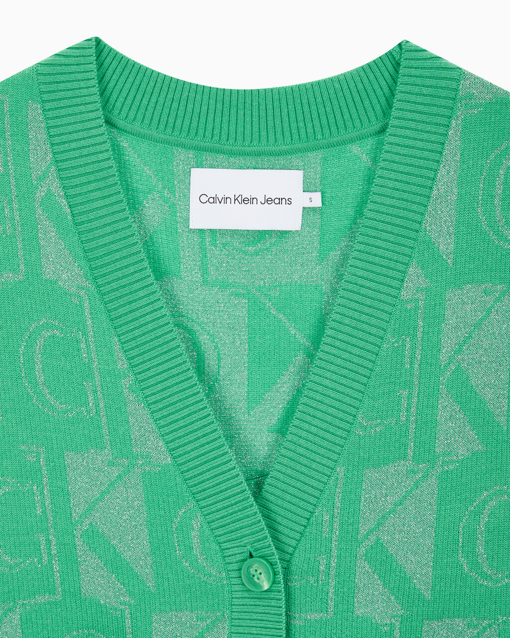Buy 여성 프리미엄 라인 메탈릭 올오버프린트 베스트 in color GREEN