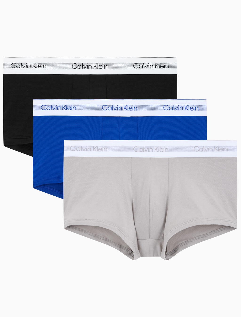 Buy 남성 아이콘 모달 메쉬 3PK 로우 라이즈 트렁크 in color Black/Blue/Grey