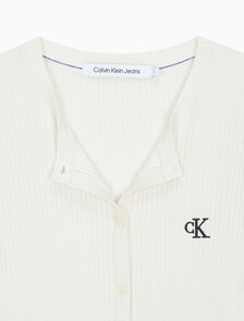 Buy 여성 슬림 크롭 립 가디건 in color WHITE