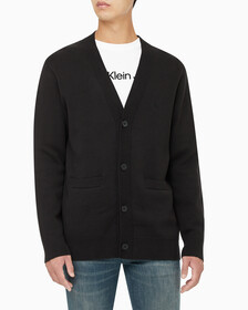 Buy 남성 스트라이프 CK 로고 코튼 가디건 in color CK BLACK