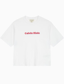Buy 여성 S/S 투톤 3D 엠브로이더리 로고 티셔츠 in color BRILLIANT WHITE
