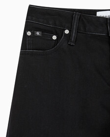 Buy 여성 90's 스트레이트핏 기모 블랙 데님 in color WASHED BLACK LOGO LACE
