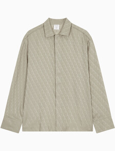 Buy 남성 샤인 새틴 자카드 롱슬리브 탑 in color KHAKI BEIGE