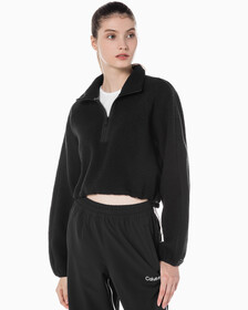 Buy 여성 릴랙스핏 쉐르파 크롭 풀오버 in color BLACK