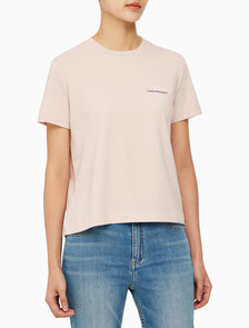 Buy 여성 레귤러핏 스몰 모노그램 로고 반팔 티셔츠  in color PINK