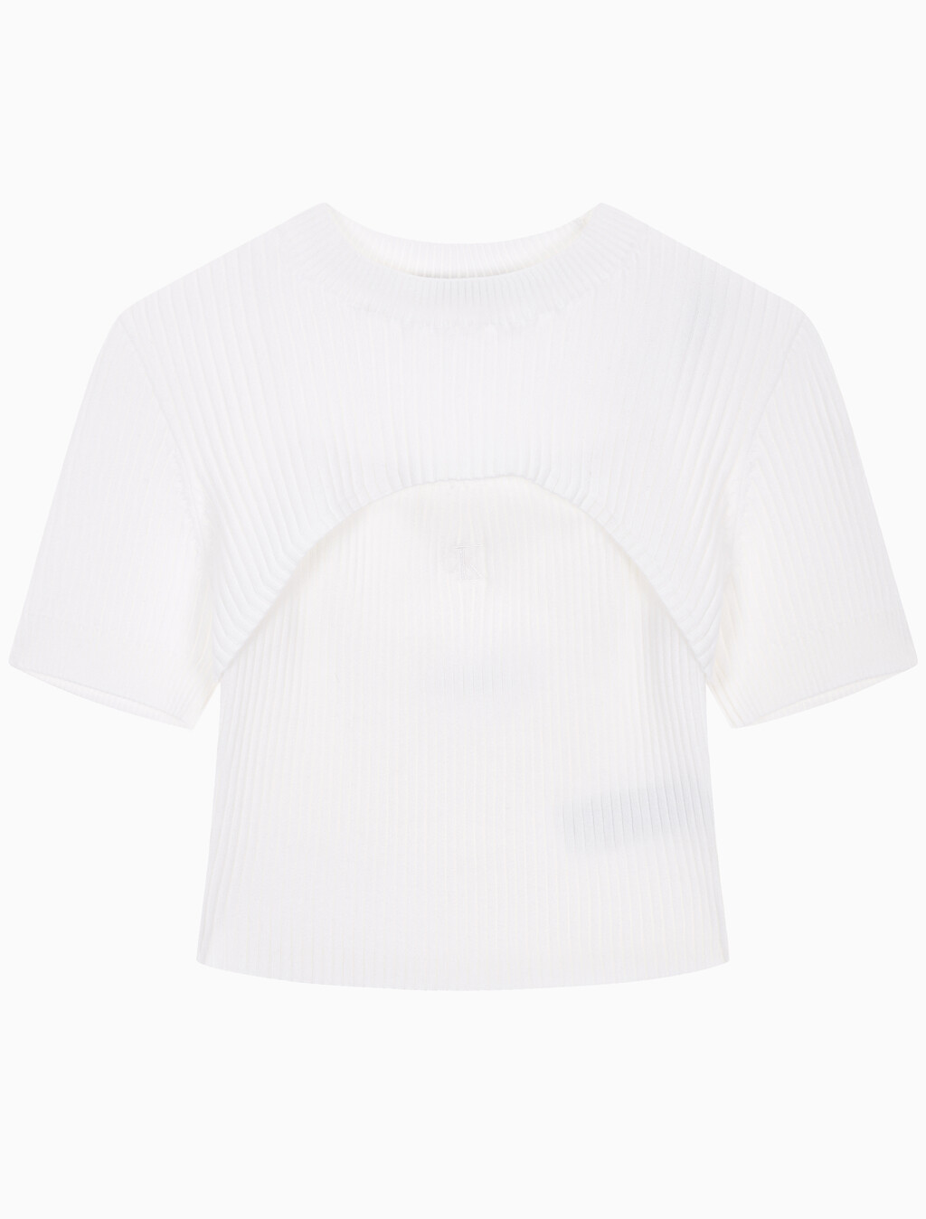 Buy 여성 3 IN 1 립 반팔 스웨터 in color BRIGHT WHITE