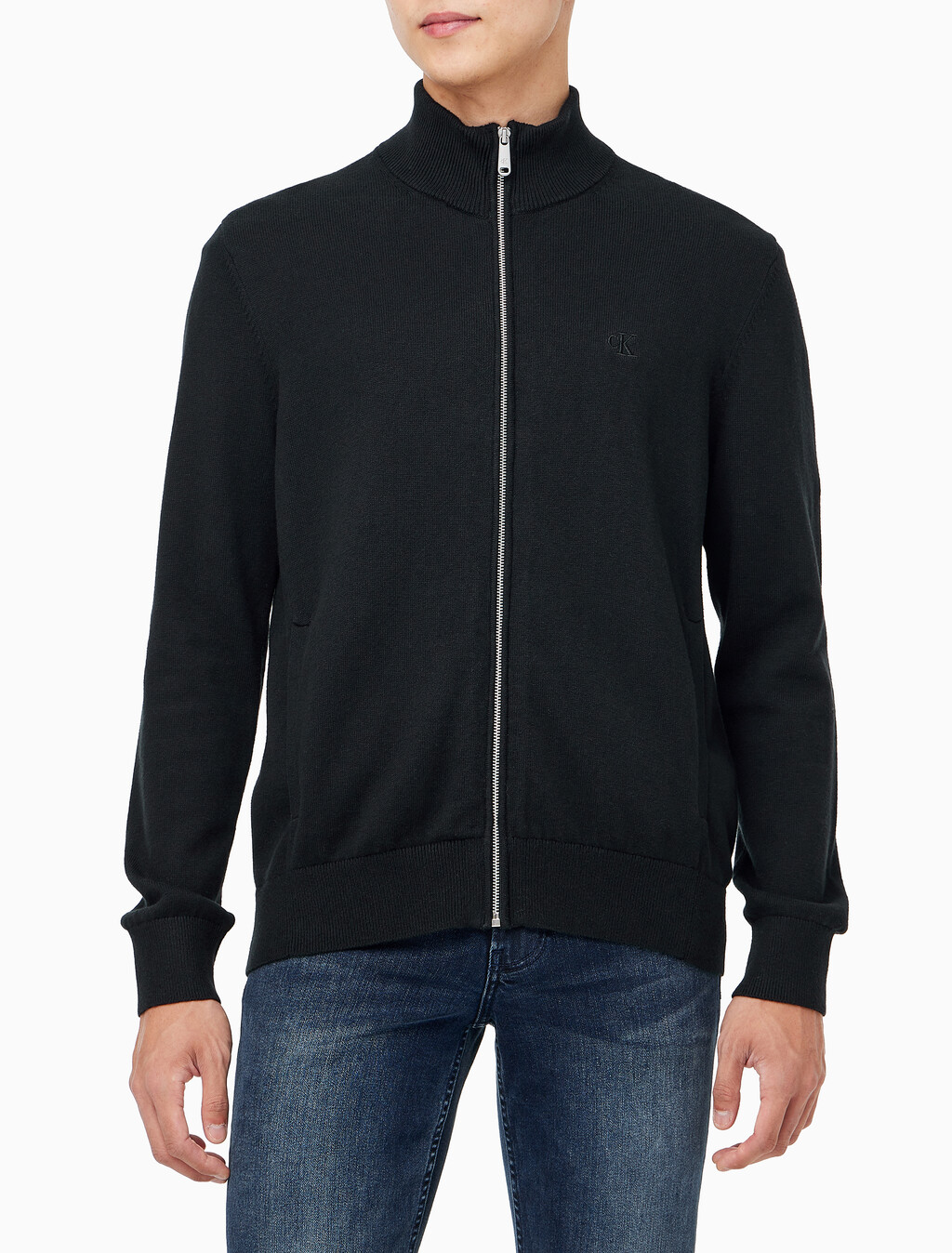 Buy 남성 에센셜 스웨터 가디건 in color CK BLACK
