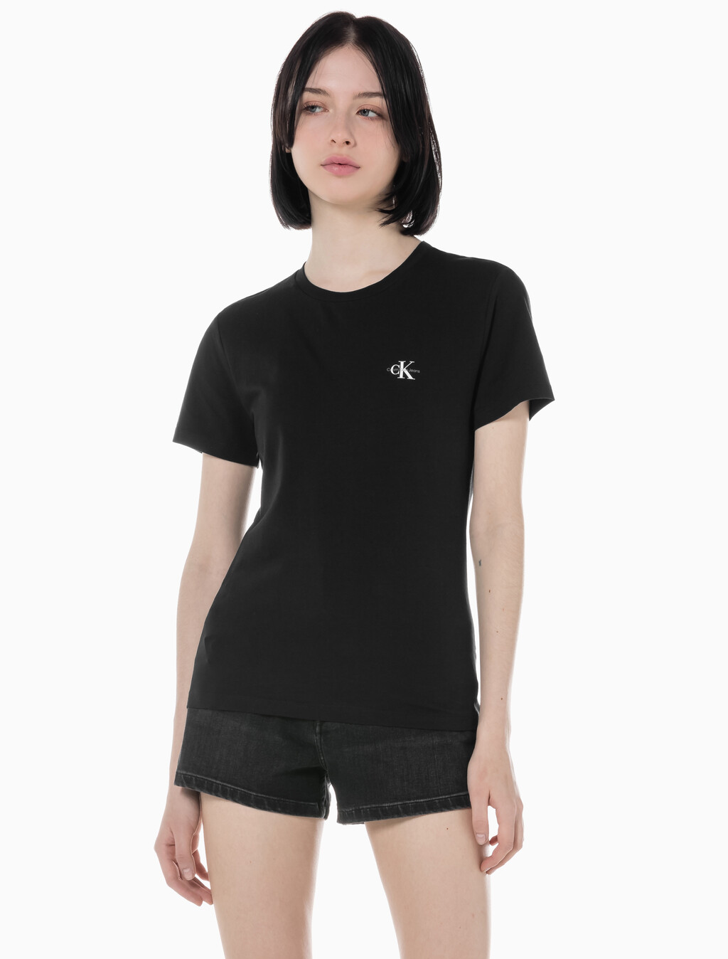Buy 여성 슬림핏 2PK 반팔 티셔츠 in color CK BLACK