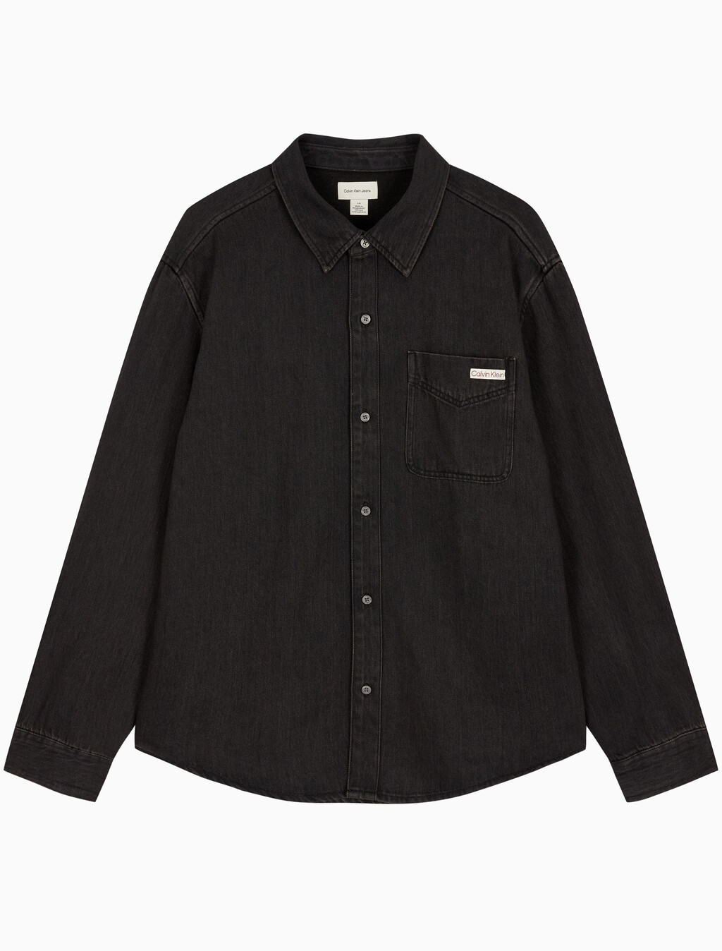 Buy 남성 레귤러핏 클래식 블랙 워시 긴팔 데님 셔츠 in color Black