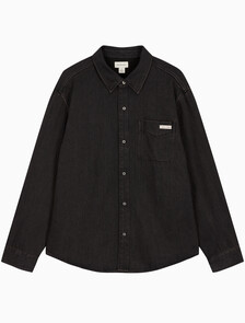 Buy 남성 레귤러핏 클래식 블랙 워시 긴팔 데님 셔츠 in color Black