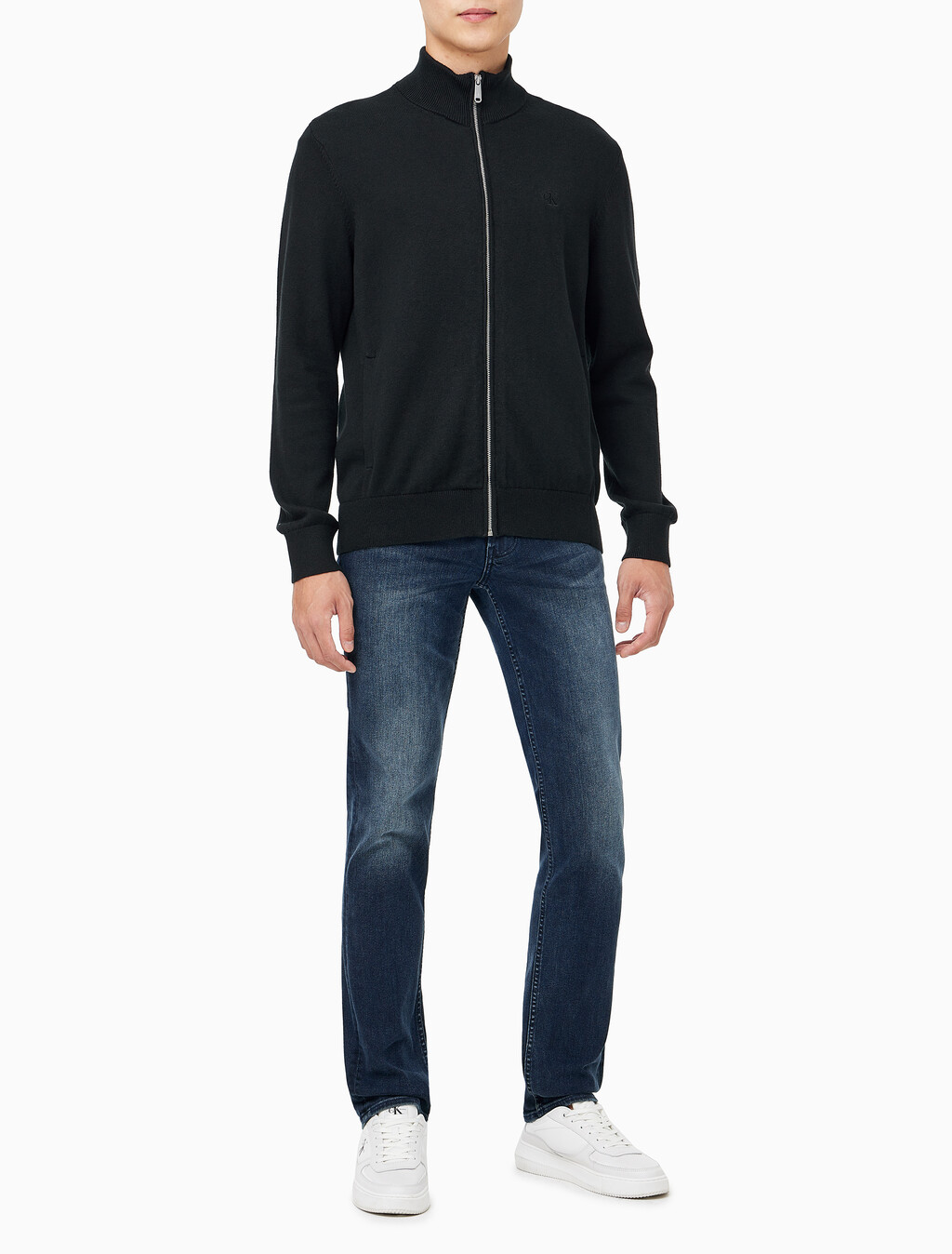 Buy 남성 에센셜 스웨터 가디건 in color CK BLACK