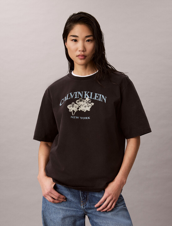 여성 로고 그래픽 릴렉스드핏 티