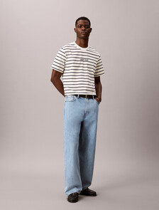 Buy 스트라이프 이지 올나잇 로고 티 in color TOFU