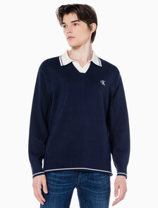 Buy 남성 오버사이즈 럭비카라 스웨터 in color NIGHT SKY