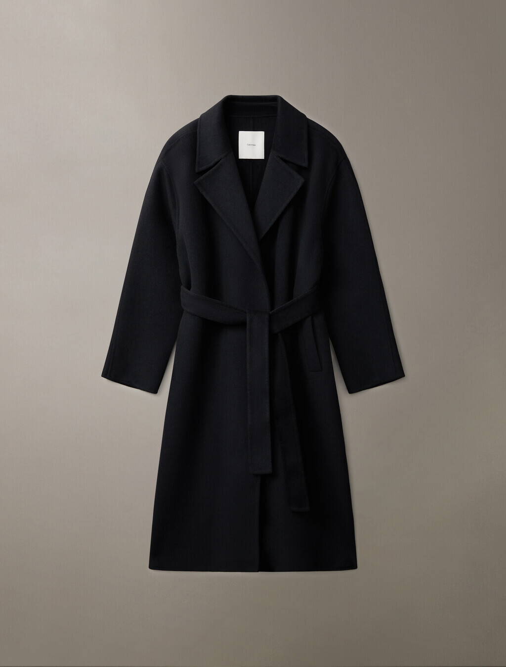 Buy 여성 롱슬리브 더블페이스 울 롱 랩 코트 in color BLACK