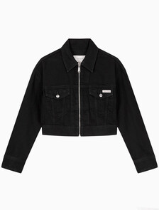 Buy 여성 크롭 블랙 데님 자켓 in color Black