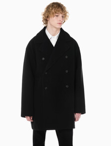 Buy 남성 롱슬리브 더블 버튼 피코트 in color BLACK BEAUTY