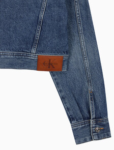 Buy 여성 크롭 미드 블루 데님 자켓 in color denim