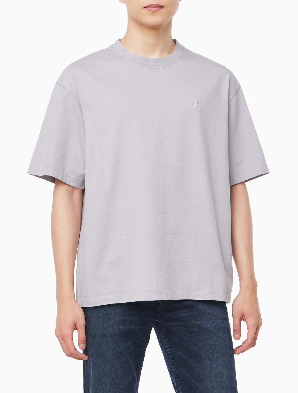 Buy 남성 릴렉스핏 저지 워시 반팔 티셔츠 in color LILAC GRAY