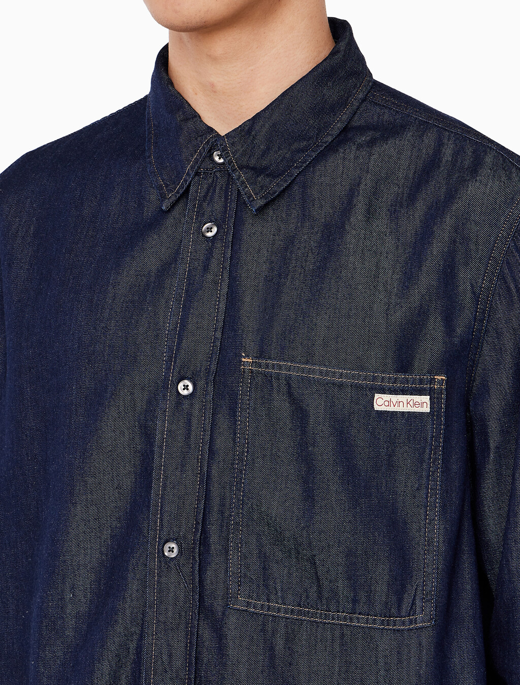 Buy 남성 레귤러핏 린스블루 데님 셔츠 in color BLUE BLACK HANGER LOOP