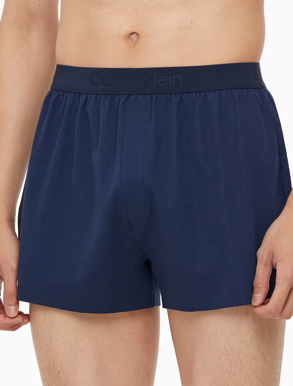 Buy 남성 CK 블랙 슬립 니트 박서 in color BLUE SHADOW