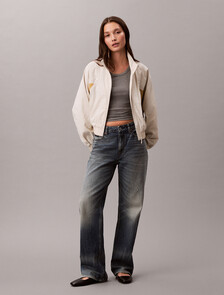 Buy 여성 크롭 돌먼 컬러블록 자켓 in color Ivory