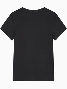 Buy 여성 슬림핏 인스티튜셔널 로고 반팔 티셔츠 in color BLACK