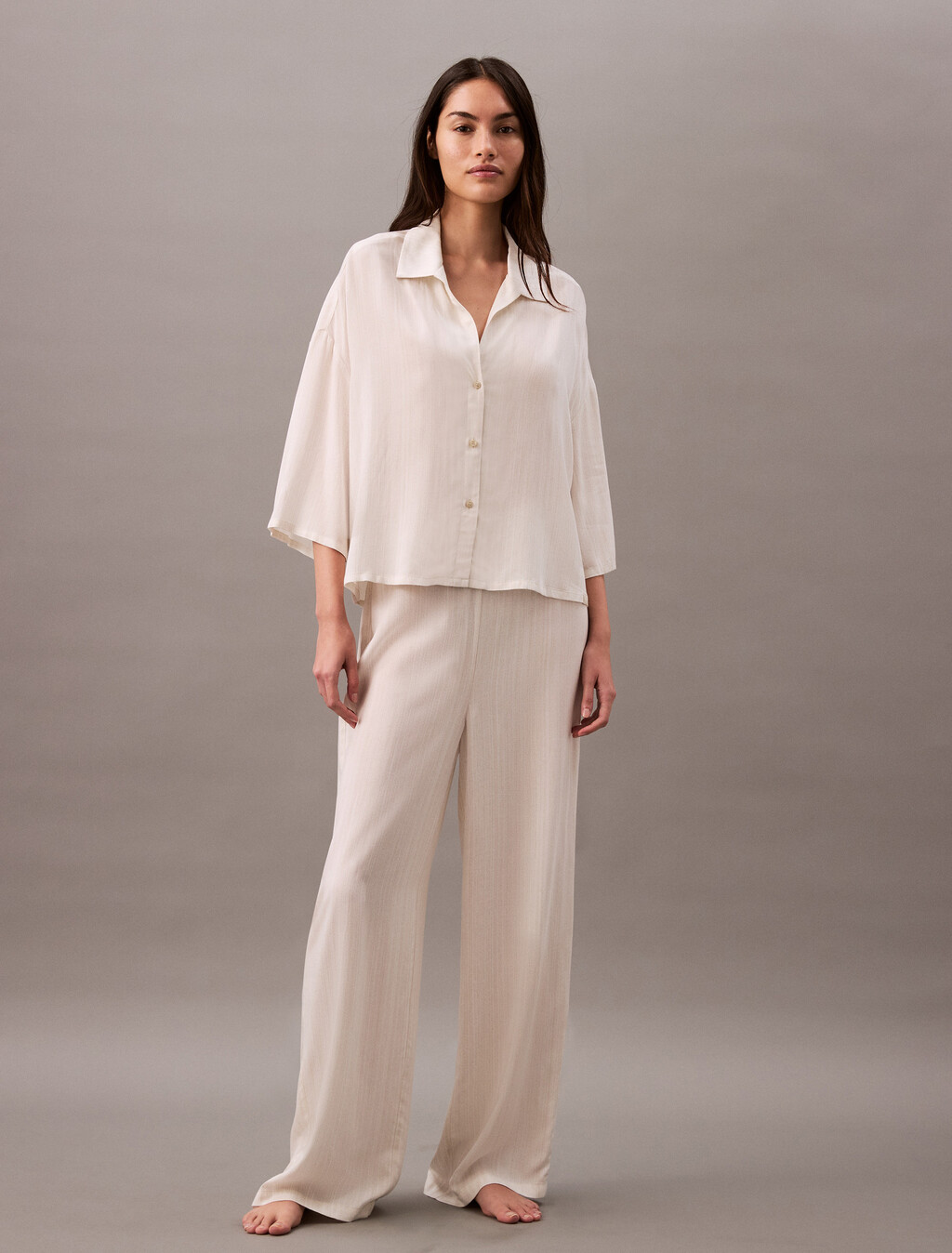 Buy 여성 우븐 비스코스 팬츠 in color TEXTURED STRIPE PELICAN