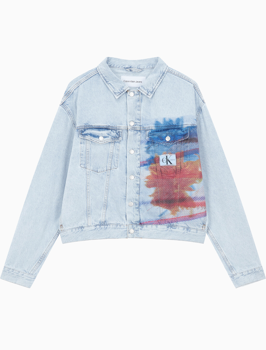 Buy 남성 오버사이즈핏 박시 크롭 데님 재킷 in color CHALKY BLUE