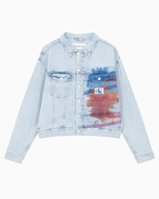 Buy 남성 오버사이즈핏 박시 크롭 데님 재킷 in color 028A CHALKY BLU