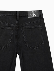 Buy 여성 하이라이즈 와이드핏 블랙 데님 in color WASHED BLACK LOGO LACE