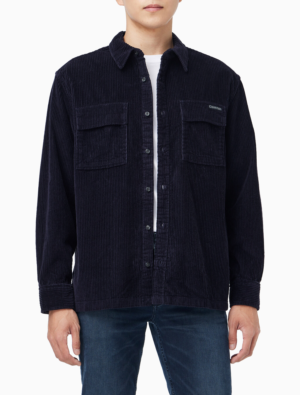 Buy 남성 릴렉스핏 코듀로이 포켓 긴팔 셔츠 in color Navy