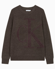 Buy 남성 긴팔 울 블렌드 로고 스웨터 in color DARK GREY