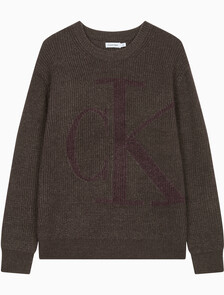 Buy 남성 긴팔 울 블렌드 로고 스웨터 in color DARK GREY