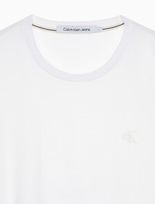 Buy 남성 레귤러핏 솔리드 CK 로고 반팔 티셔츠 in color BRIGHT WHITE