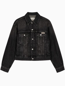 Buy 여성 90's 블랙 데님 트러커 in color BLACK FOG